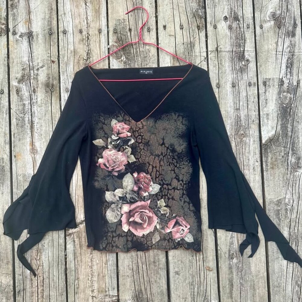 Unique boho top with belled sleeves